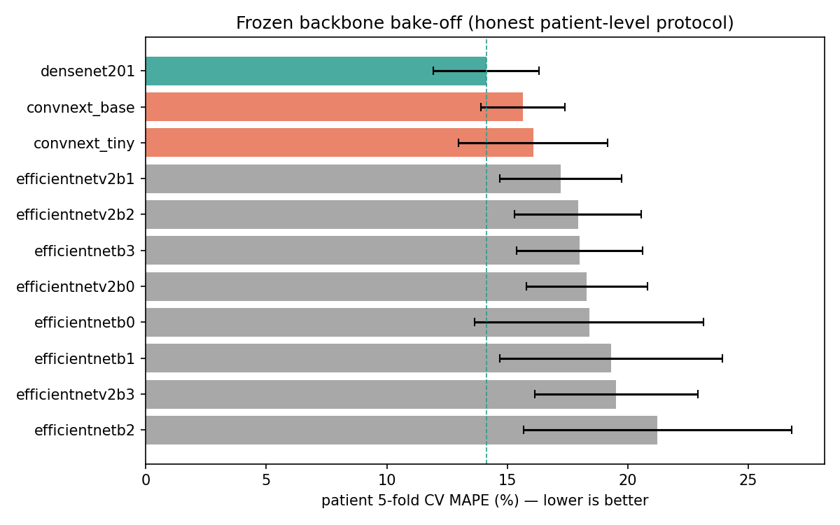 Frozen backbone bake-off under patient CV